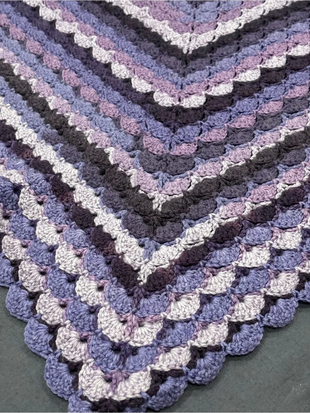 Grandma Core Handmade Crochet Throw Blanket Multi Shade of Purple